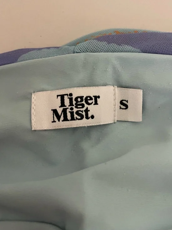 Tiger Mist Mini Skort SM Blue Striped Ruched Mesh Y2K Island Summer Stretch - Picture 9 of 12